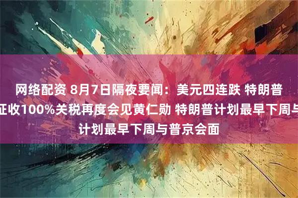 网络配资 8月7日隔夜要闻：美元四连跌 特朗普拟对芯片征收100%关税再度会见黄仁勋 特朗普计划最早下周与普京会面